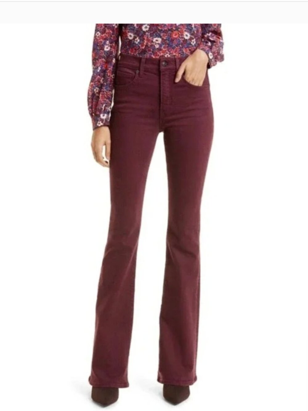 Veronica Beard Beverly Flare Jean Womens Merlot High Rise Skinny NWT Size 30